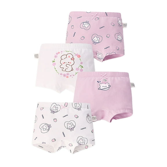 CSCHome Girls' Underwear with Pretty Printed Breathable Cotton Kids Brief Underwear Multipacks(Pack of 4)