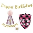 thumbnail image 1 of CSCHome 4 PCS Birthday Dog Bandanas Dog Hat Outfits, Girl Dog Cat Birthday Hat with Number for Small Medium Sized Dog Cat(Pink), 1 of 8