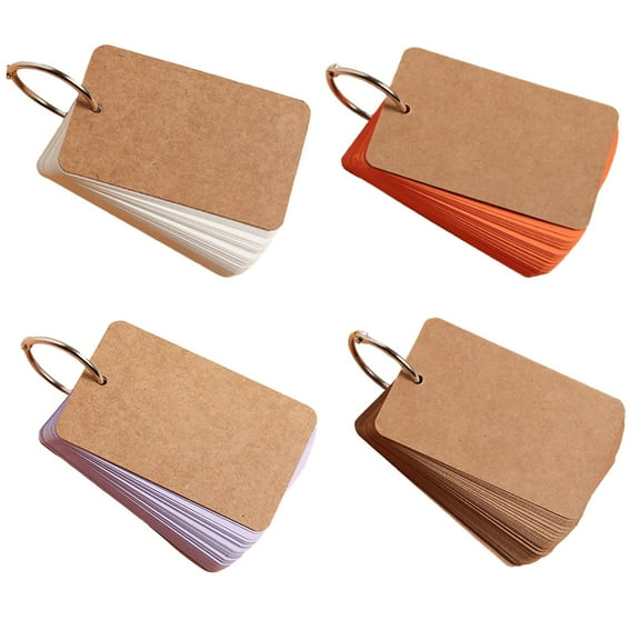 CSCHome 4 PCS High Quality Colorful Index Cards Flash Cards with Rings Study Note Card 3.5x2.2inch