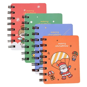CSCHome 4PCS Christmas Coil Notebook Mini Notepad Convenient to Carry Christmas Gift for Home Supplies Students