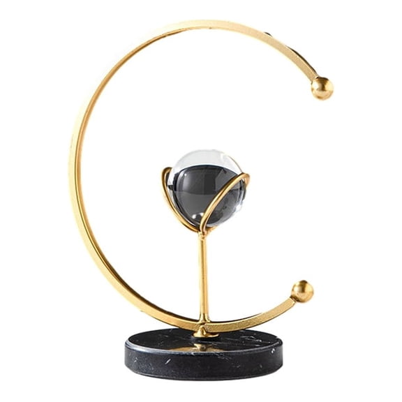 CSCHome 6.9x2.9in Geometric Crystal Ball, Half Round Crystal Ball with Iron Frame, Living Room Ornament