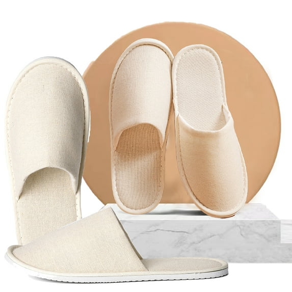 CSCHome 8PCS Spa Slippers, Disposable Slippers Non-slip Closed Toe House Slippers for Guests Comfortable Rocker Fleece Keep Dry for Women and Men