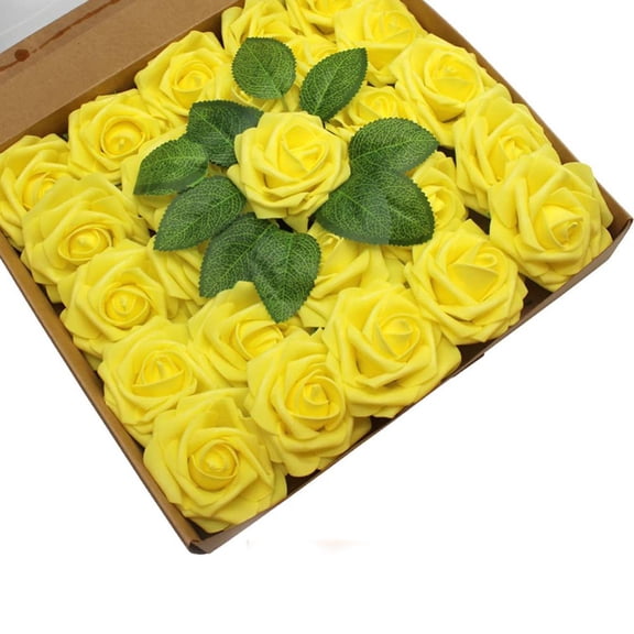 CSCHome Artificial Flowers 25PCS Real Foam Fake Roses for DIY Wedding Bouquets Boxed Roses Wedding Home Decoration Flower Arrangement