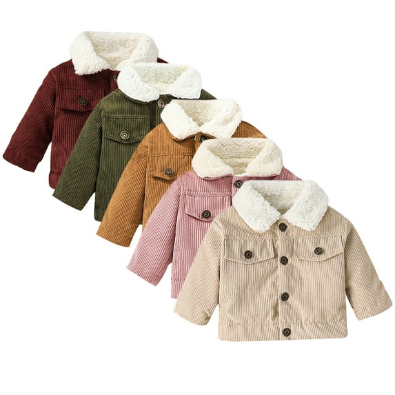 CSCHome Baby Boys Girls Winter Coat Newborn Fleece Corduroy Jacket Cotton Clothing for 6M-3Y