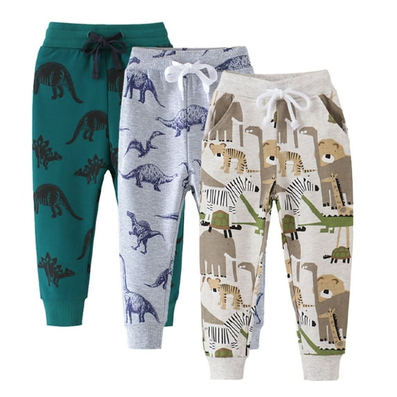 CSCHome Baby Boys Jogger Pants for Kids Toddler Dinosaur Sweatpants Autumn and Winter Comfortable Casual Long Pants 2-7Y