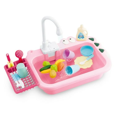 CSCHome Baby Sink Toys Kids Kitchen Playset Recirculating Water Pretend Toys Electric Kitchen Sink Toys for Toddler 3+
