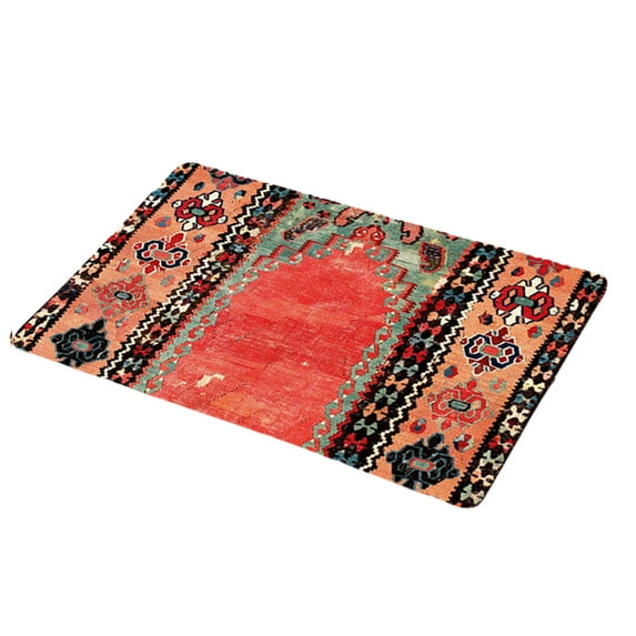 CSCHome Bathroom Mats Vintage Persian Turkish Style Bath Mat Round Cut Edge Design, Clean, No Drop Lines for Doorway, Kitchen, Entrance
