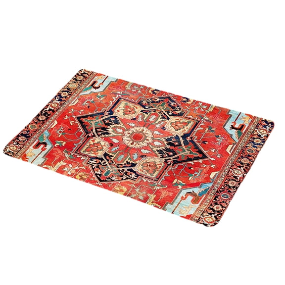 CSCHome Bathroom Mats Vintage Persian Turkish Style Bath Mat Round Cut Edge Design, Clean, No Drop Lines for Doorway, Kitchen, Entrance