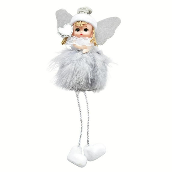 CSCHome Beautiful Cute Christmas Ornaments Feather Angel Hanging Angel Doll Hanging Home Pendant Birthday Party Decorations(Gray)