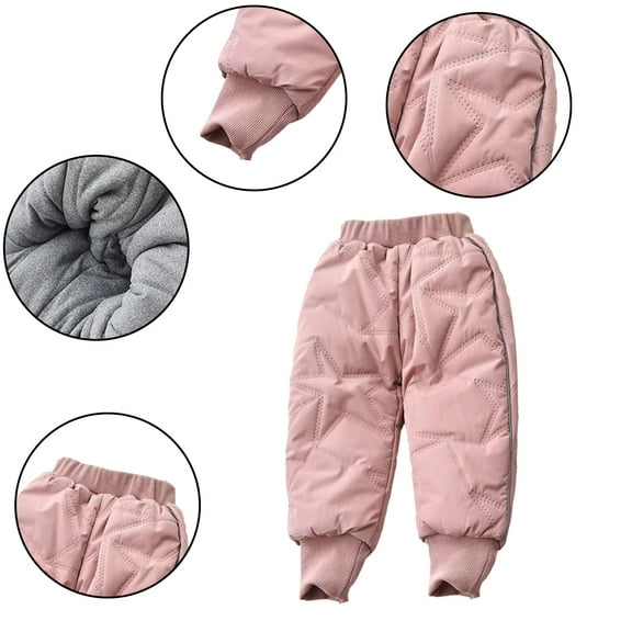 CSCHome Kids Boys Girls Winter Pants for Toddler Cotton Pants Solid Colour Padded Classic Trousers for 3-10Y
