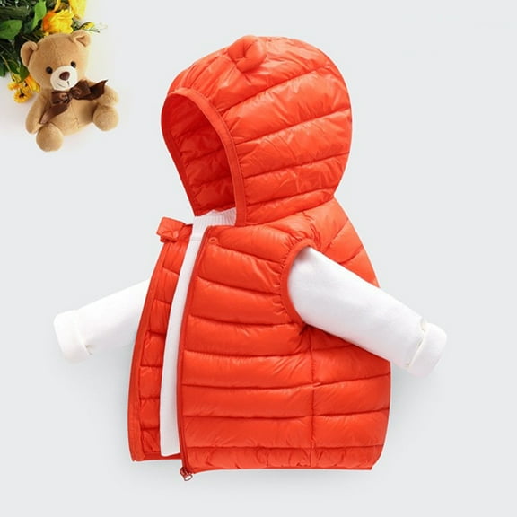 CSCHome Boys Girls Puffer Vest Lightweight Warm Puffer Vest Water-Resistant Winter Warm Jacket Hoodie Kids Sleeveless Shiny Coat for Toddler 1-3 3-5Y