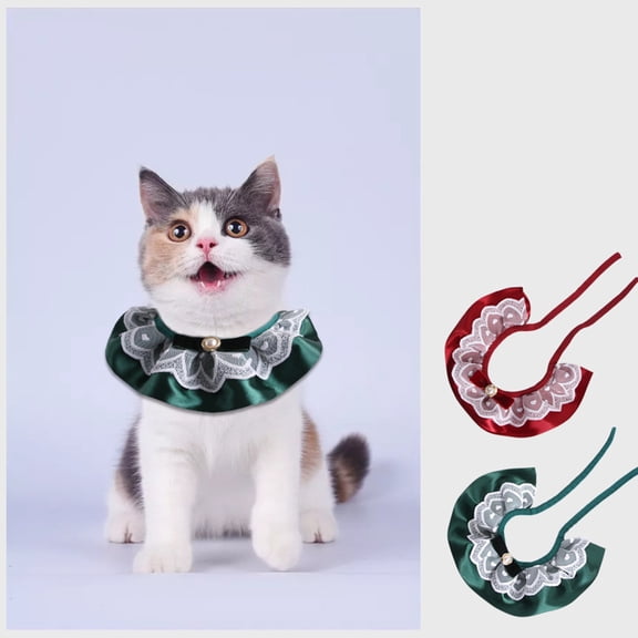 CSCHome Cat Collar Dog Necklace, Cat Dog Necklace Jewelry for Kittens and Puppies, Lace Bow Tie, Pet Bandana Costume
