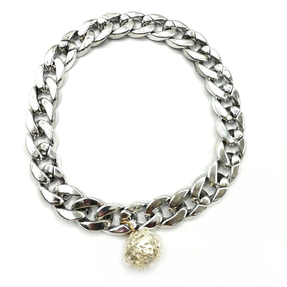 CSCHome Cat Collar with Bell Metal Cuban Chain Anti-Chewing Gold Chain Jewelry 11.8inch 19.7inch