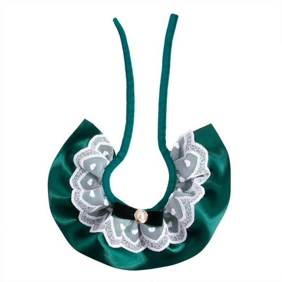 CSCHome Cat Costume Cat Lace Scarf Collar with Bells Pretty Kitten Costume Pet Party Holiday Wear(Green)
