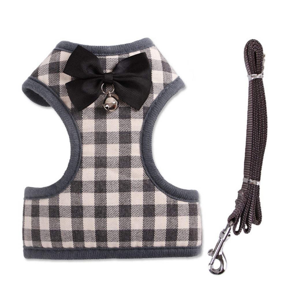 View of CSCHome Cat Dog Harness and Leash for Walking， Plaid Bells Dog Cat Vest ...