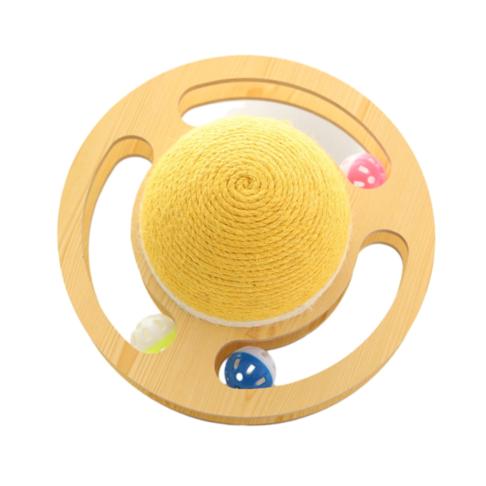 CSCHome Cat Toys Ball Track Interactive Cat Toy Ball Track with Sisal Bell Ball for Indoor Cats Made of Wood, Scratching Playable Kittens Toys