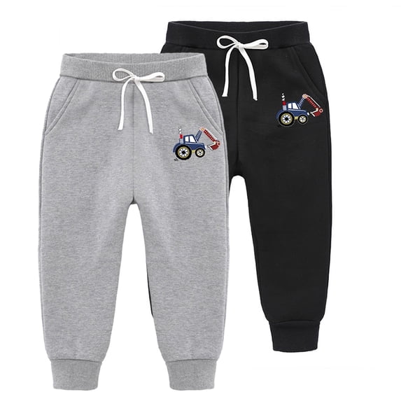CSCHome Christmas Boys Girls Sweatpants for Kids Toddler Thickened Cotton Jogger Pants with Digger Embroidery Sweatpants for 1-12Y