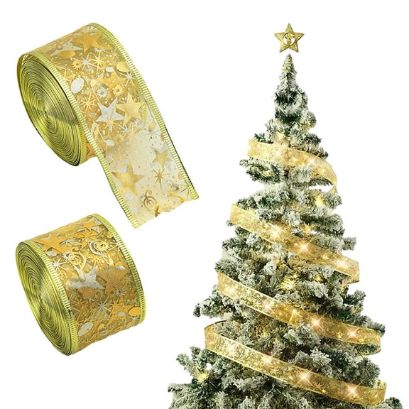 CSCHome Christmas Gift Packing Stamped Printed Copper Wire Light String Ribbon LED Strip Lights for Wedding Christmas Party Decorations