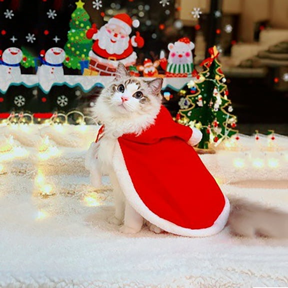 CSCHome Christmas cat costumes, dog christmas red cape, kitten cape, christmas party dress up