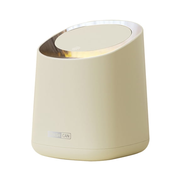 CSCHome Countertop Garbage Cans,Small Trash Can,Plastic Garbage Can 6.7x5.8x5.1in(Yellow White)