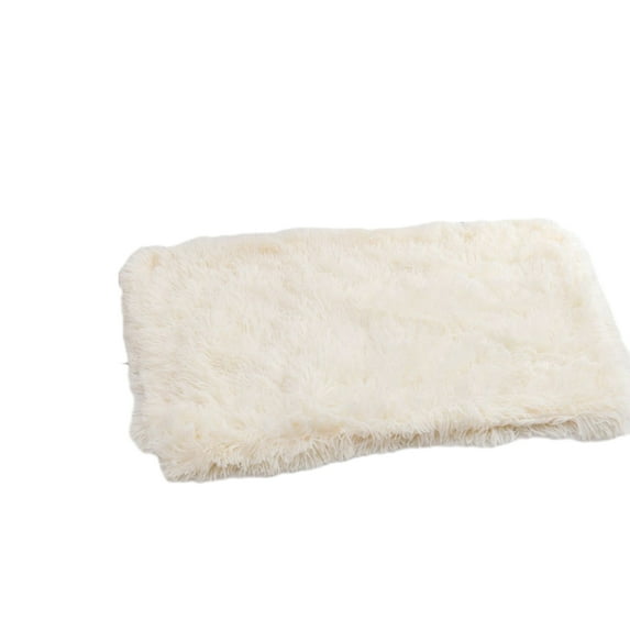 CSCHome Dog Bed Washable Soft Plush and Fluffy Ultra Cozy Pet Mat for Small Medium Dog Kitten Bed Mat(White)