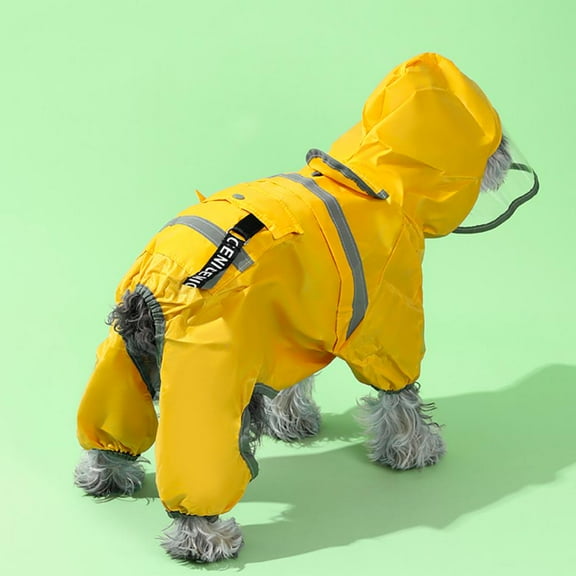 CSCHome Pet Raincoat, Waterproof Dog Raincoat with Hat and Pockets Cute and Fashionable L (Yellow)