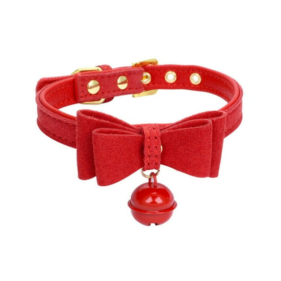 CSCHome Dog Kitten Collar Adjustable Double-Layer Bow with Bell Cat Collar for Small Medium Dogs Puppy