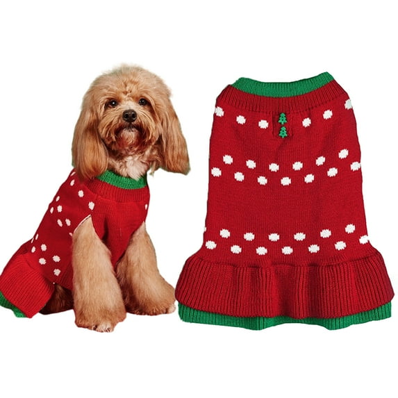 CSCHome Dog Puppy Christmas Sweater Pet Turtleneck Clothes Warm Soft Cat Outfit for Small Medium Dogs Christmas Party Dress