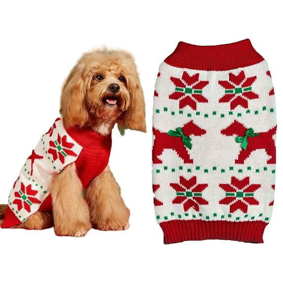 CSCHome Dog Puppy Christmas Sweater Pet Turtleneck Clothes Warm Soft Cat Outfit for Small Medium Dogs Christmas Party Dress