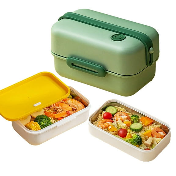 CSCHome Double Lunch Containers Durable Lunch Box Leakproof Lunch Box with Tableware Bento Box Adults for Men/Women
