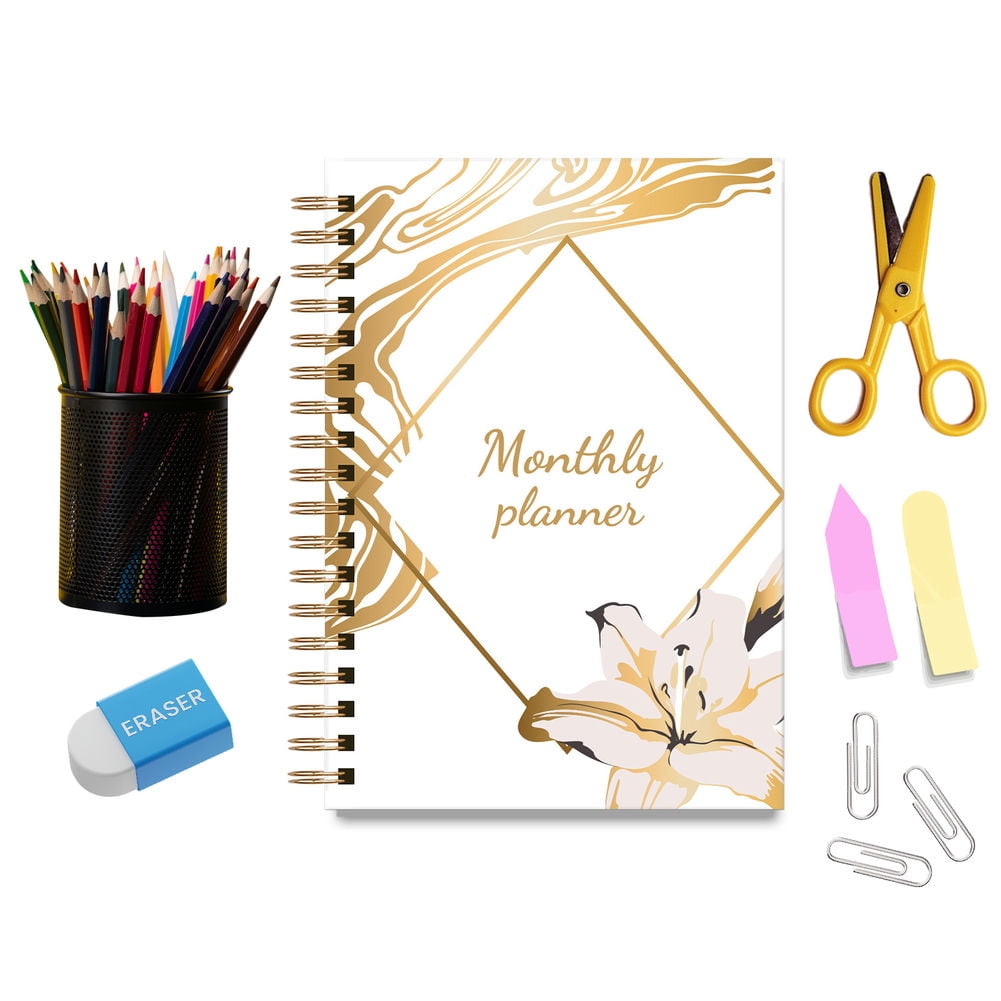 CSCHome Durable Planner 2023-2024, Coil A5 Notebook, Fine Printing Hard Cover Weekly Planner , Flat 180° Spreadable for Students, Office Workers