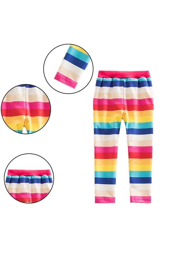 Girl Winter Warm Leggings Colorful Thick Pant Rainbow Stripes Fall Kids Soft Corduroy Pants 2-8Y