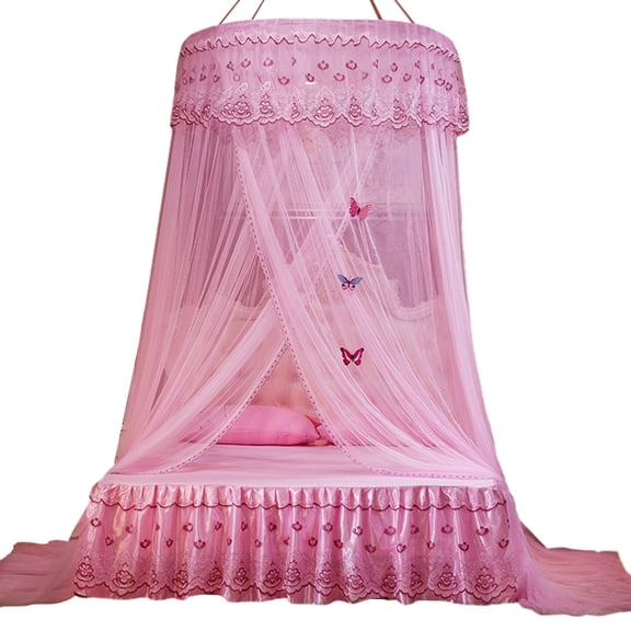CSCHome Girls Bedspread Bedroom Decor, Princess Lace Lace Room Decor Bed Curtain Bed Canopy (Pink)