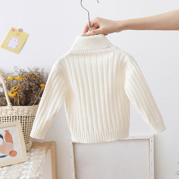 CSCHome Girls Boys Turtleneck Sweaters Soft Kids Solid Color Long Sleeve 1-7Y Baby Knit Breathable Toddler Sweaters for Kids School Base Layering Fall & Winter