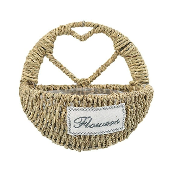 CSCHome Hanging Planter Wall Planters for Outdoor Plants Heart Shaped Straw Wall Basket for Garden Home Decor