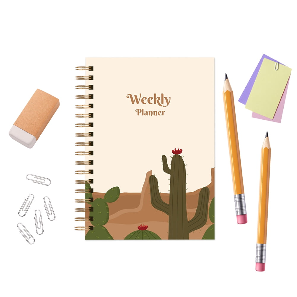 CSCHome Hardcover Planner 2023-2024 Weekly Planner Monthly Planner with Elastic Band A5 Coil Notebook with 12 Months of Monthly and Weekly Pages for Easy Year-Round Planning