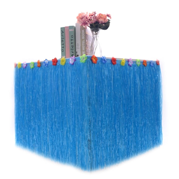 CSCHome Hawaiian Themed Party Table Skirt Durable Plastic Grass Table Skirts Tropical Theme Decor