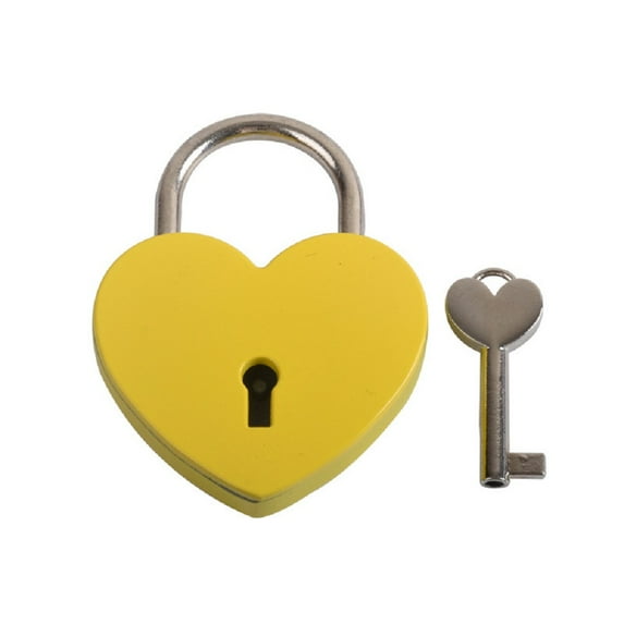 CSCHome Heart Shaped Lock Metal Love Locks 1PCS+key 1PCS Valentines Day Birthday Gift (Yellow)