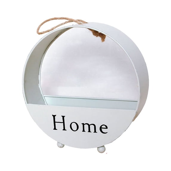 CSCHome Durable Iron Round Flower Pot Storage Dual Purpose Basket Home Wall Balcony Decor(White)