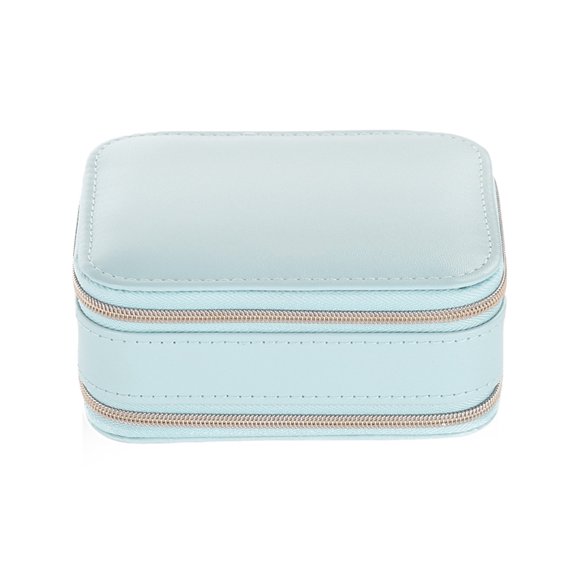 CSCHome Jewelry Box PU Leather, Dirt-Resistant, Anti-Scratch Travel Cosmetic Organizer Easy to Carry Small Objects--Blue