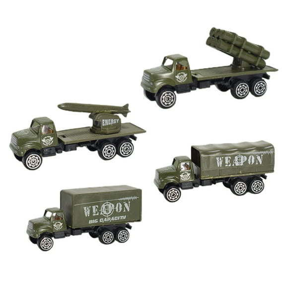 CSCHome Kids 8*9*2Inch Inertia Troop Car Vehicle Toys, Many Types of Inertia Car Toys Set 4PCS