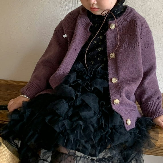 CSCHome Kids Baby Girls Cable Knit Cardigans Button Down Long Sleeve Chunky Sweater Outerwear Chunky Coat 9M-5Y