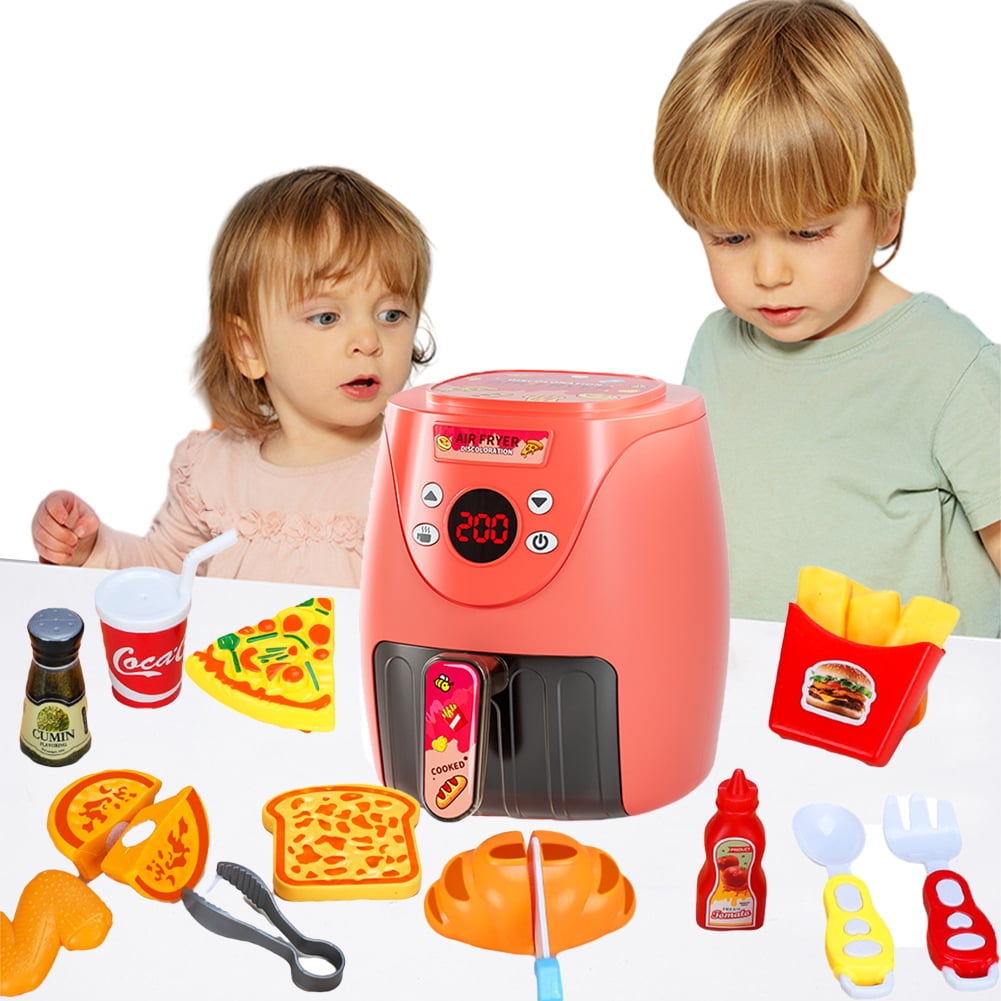 CSCHome Kids Kitchen Playset,Toy Air Fryer for Kids with Play Food for