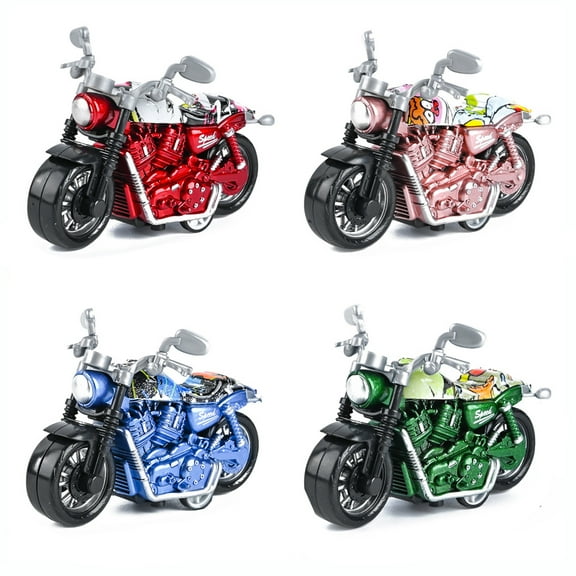 CSCHome Kids Pull-Back Motorcycle Toys, Fall and Crash Resistant, The Front End Can Swing, Toddler Racing Toys(C 4PCS)