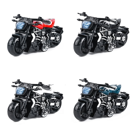 CSCHome Kids Pull-Back Motorcycle Toys, Fall and Crash Resistant, The Front End Can Swing, Toddler Racing Toys(E 4PCS)