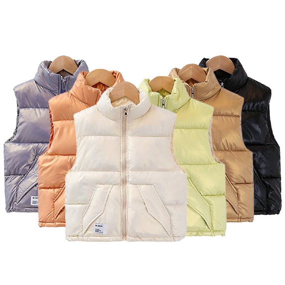 CSCHome Kids Toddler Boys Girls Winter Vest Outwear,Baby Winte Warm Puffer Sleeveless Jacket Standing Collar Zip Up Lightweight Cartoon Cute Autumn Winter Waistcoat Coats,Sizes 2-9Y