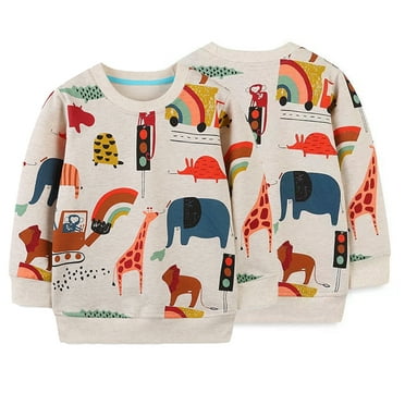 CSCHome Kids Toddler Soft Sweatshirt Girls Boys Cotton Long-Sleeve Pullover Cartoon Sweatshirt for 2-7Y