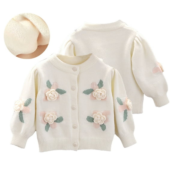 CSCHome Knit Crochet Button Closure Cardigan Tops Coat Outwear for Toddler Baby Girl Cardigan Long Sleev