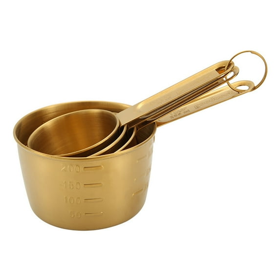 CSCHome Measuring Cups Set 4 PCS,Safety Stainless Steel Measuring Cups,Kitchen Gadgets Cooking&Baking(Gold)