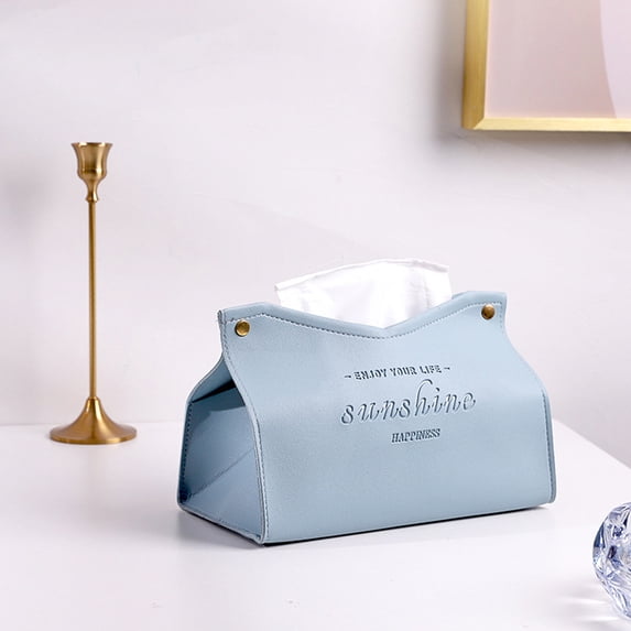 CSCHome Tissue Box Living Room Dining Room Solid Color Napkins Storage Box Waterproof and Moisture-Proof (Light blue)